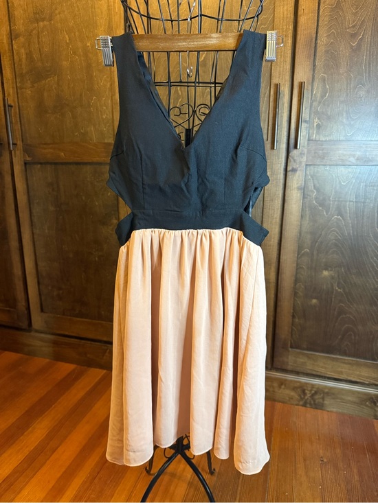 Point Dresses & Skirts - Black & Blush V-Neck Cutout Mini Dress